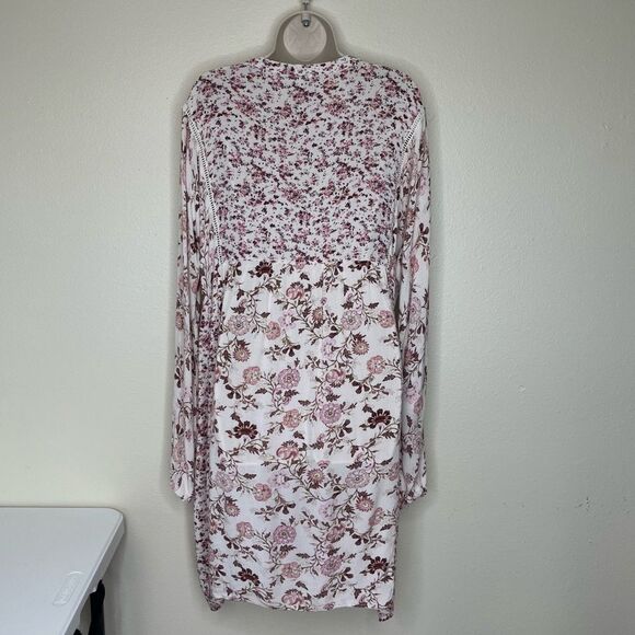 Knox Rose Floral Ditsy Print Boho Dusty Rose Popover Shift Dress Women Large - Picture 6 of 11